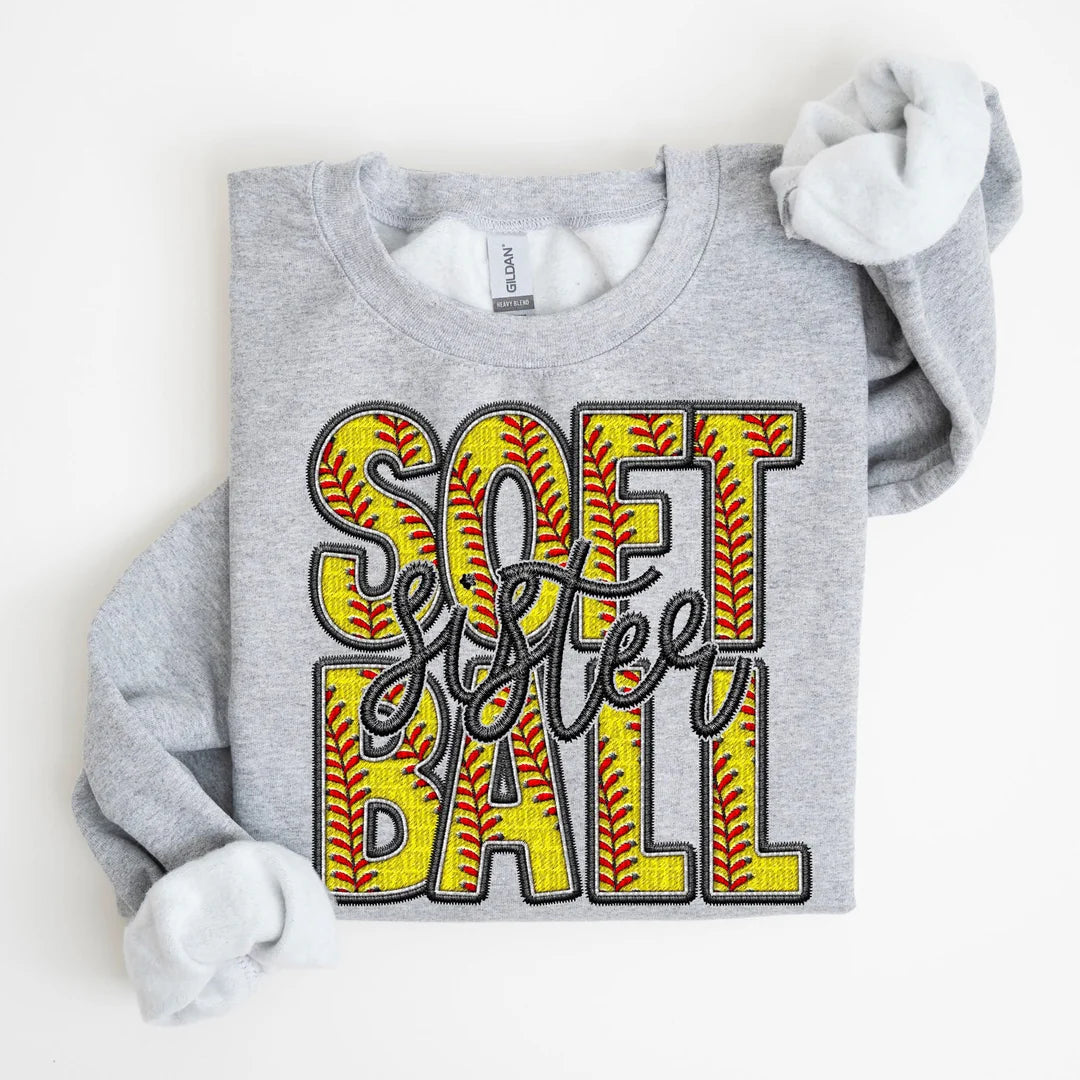 Faux Embroidery Baseball & Softball T-Shirt