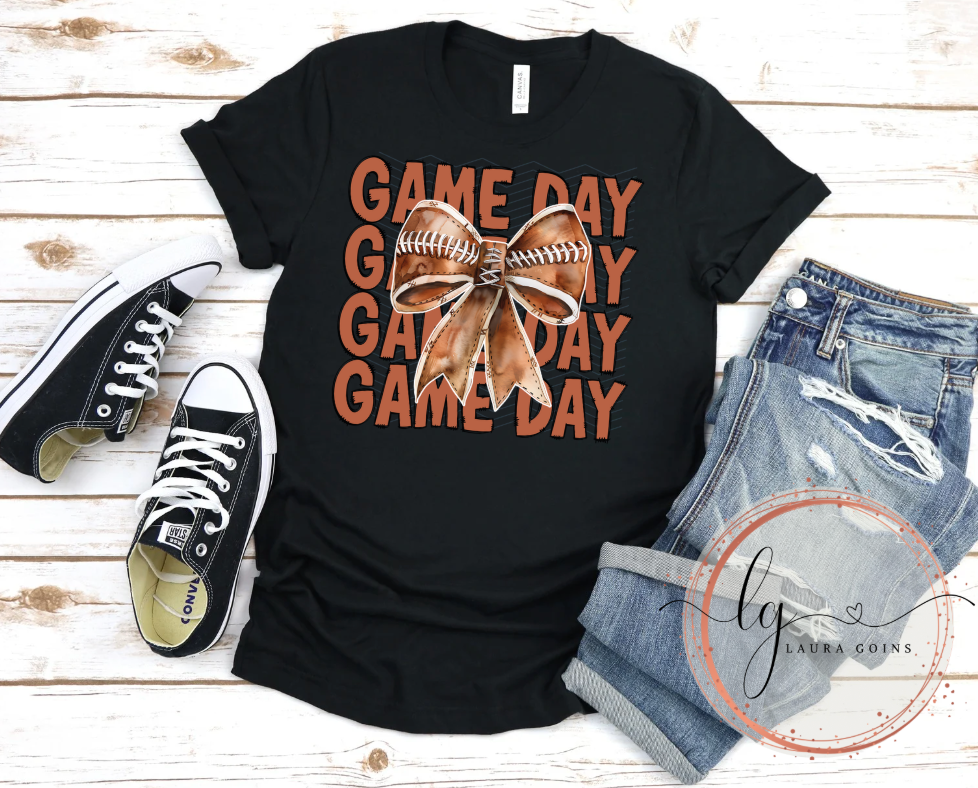 Football Game Day Bow T-Shirt (Adult, Youth & Toddler)