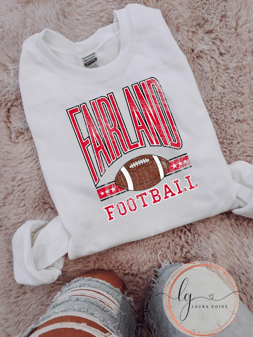 Fairland Football Grunge Crewneck, Long Sleeve T-Shirt or Hoodie (Adult)