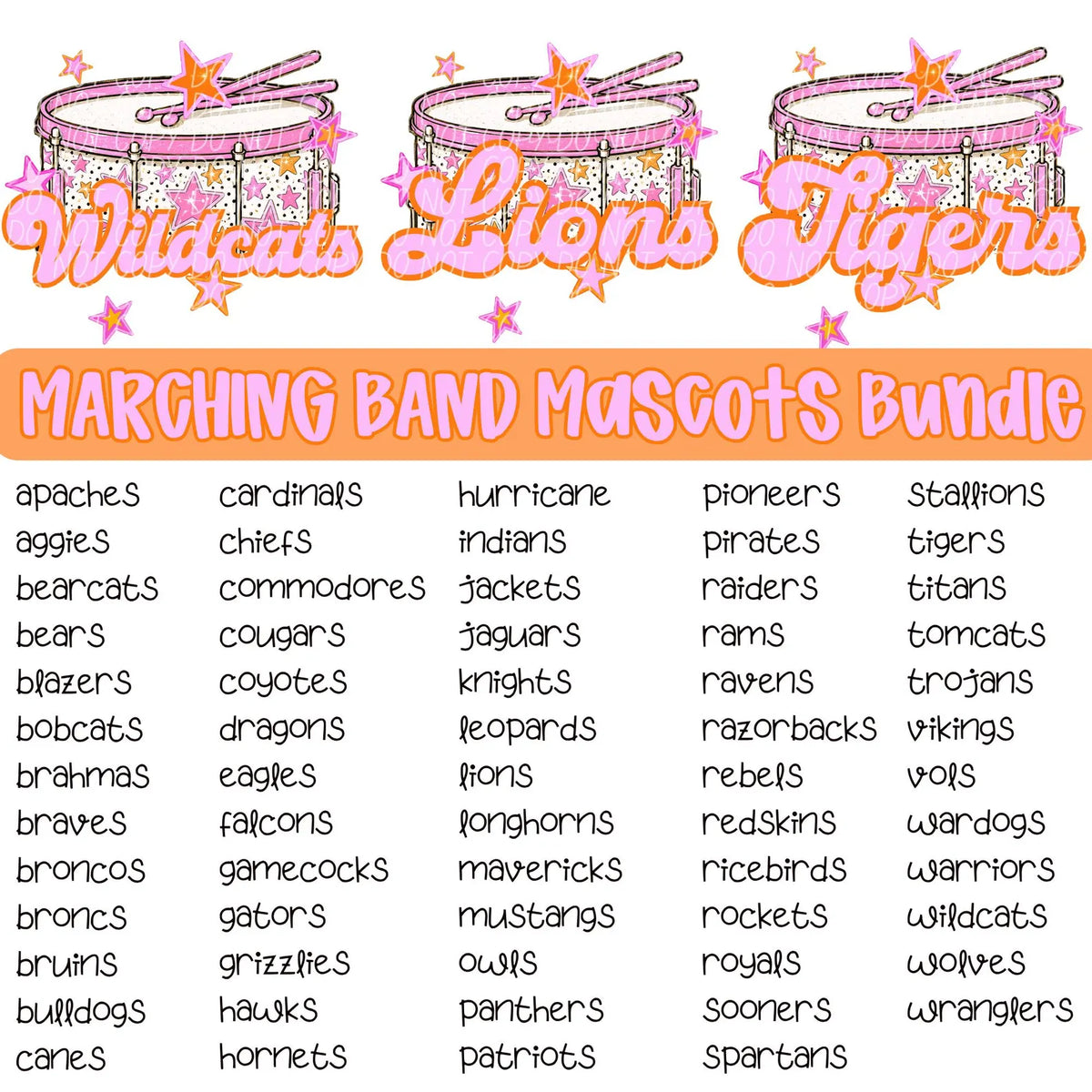 Pink & Orange Band Mascots