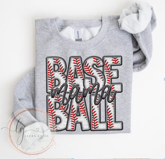 Faux Embroidery Baseball & Softball T-Shirt