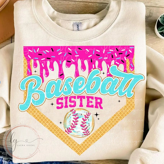 Baseball Sister Drippy Crewneck ADULT