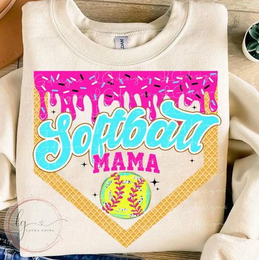 Baseball & Softball Mama Drippy Crewneck