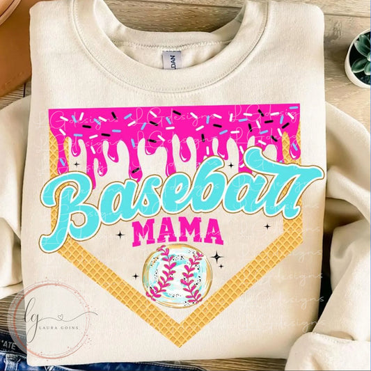Baseball & Softball Mama Drippy Crewneck