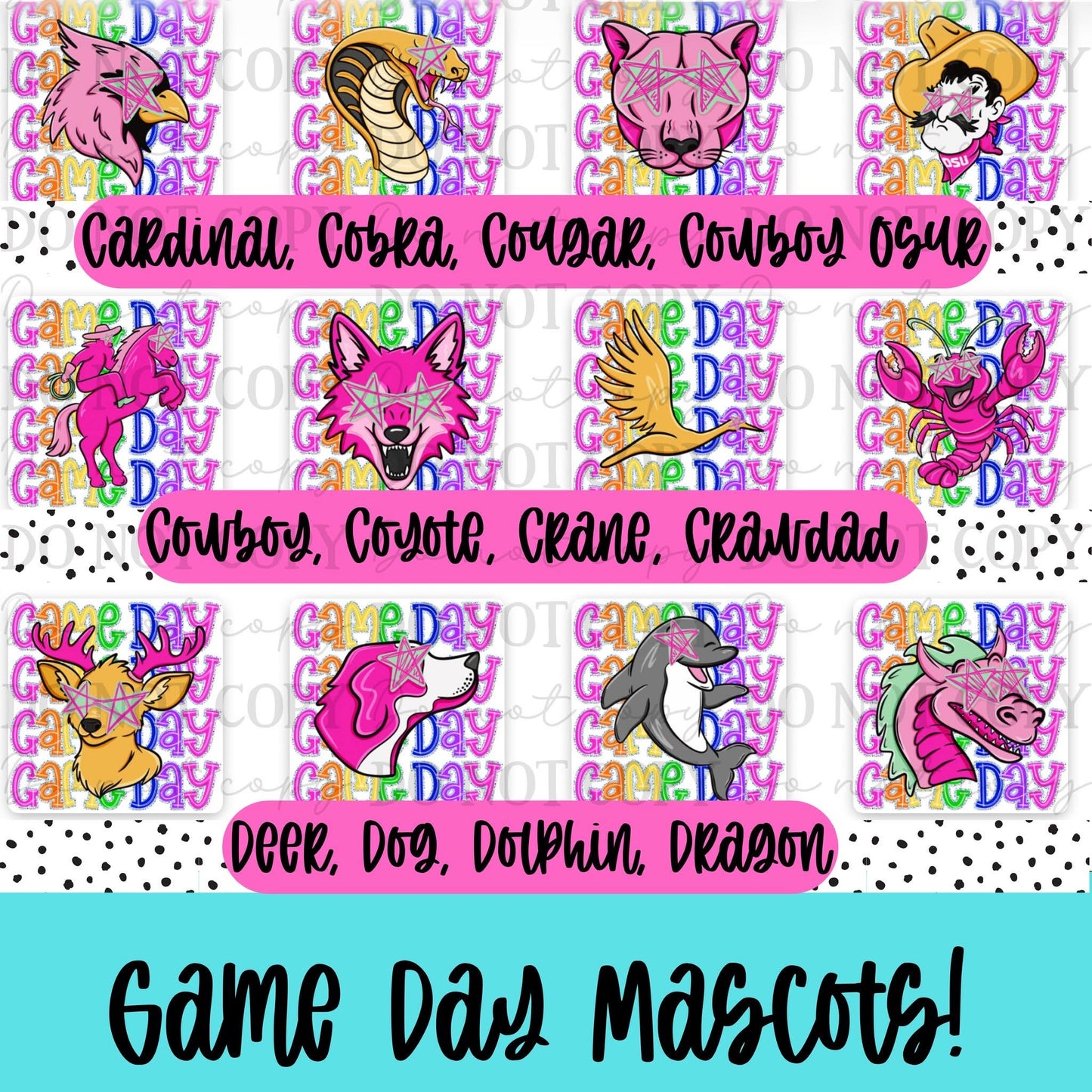 Colorful Game Day Mascots