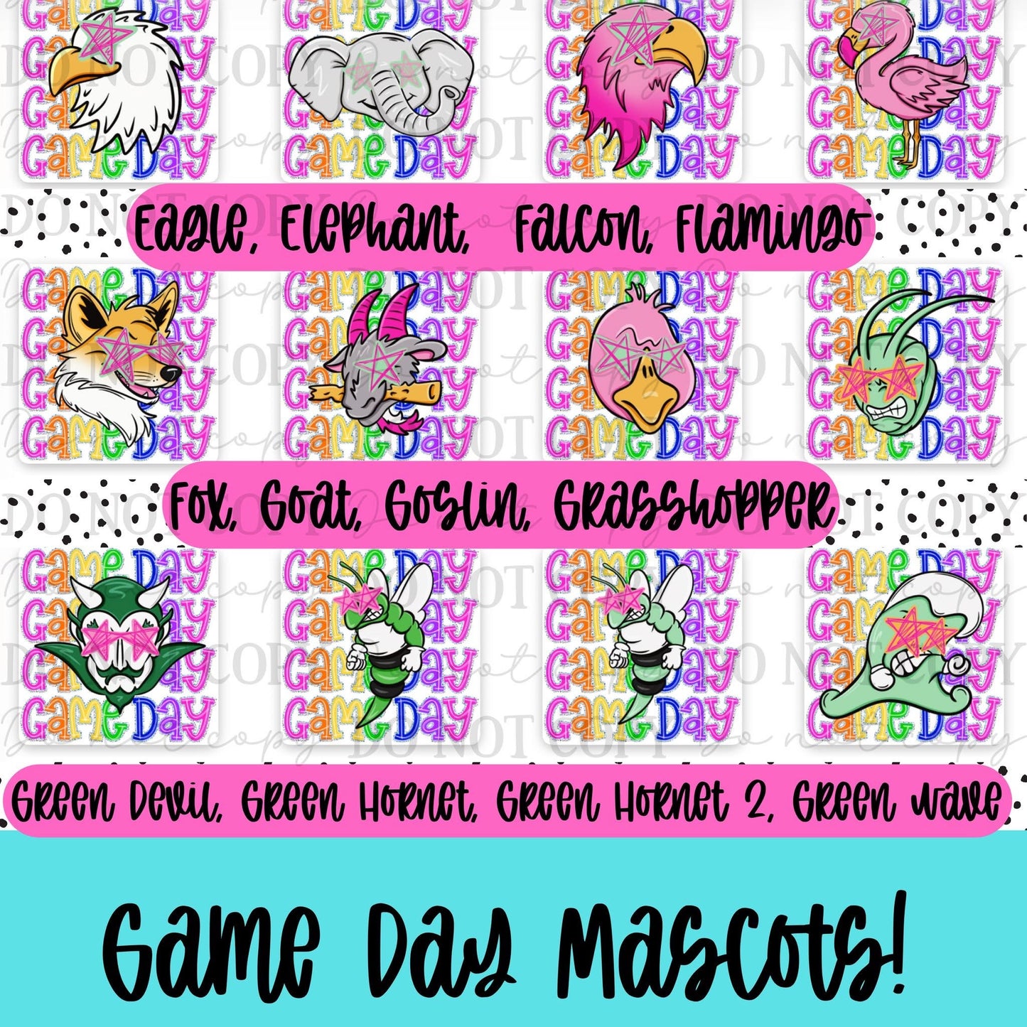 Colorful Game Day Mascots