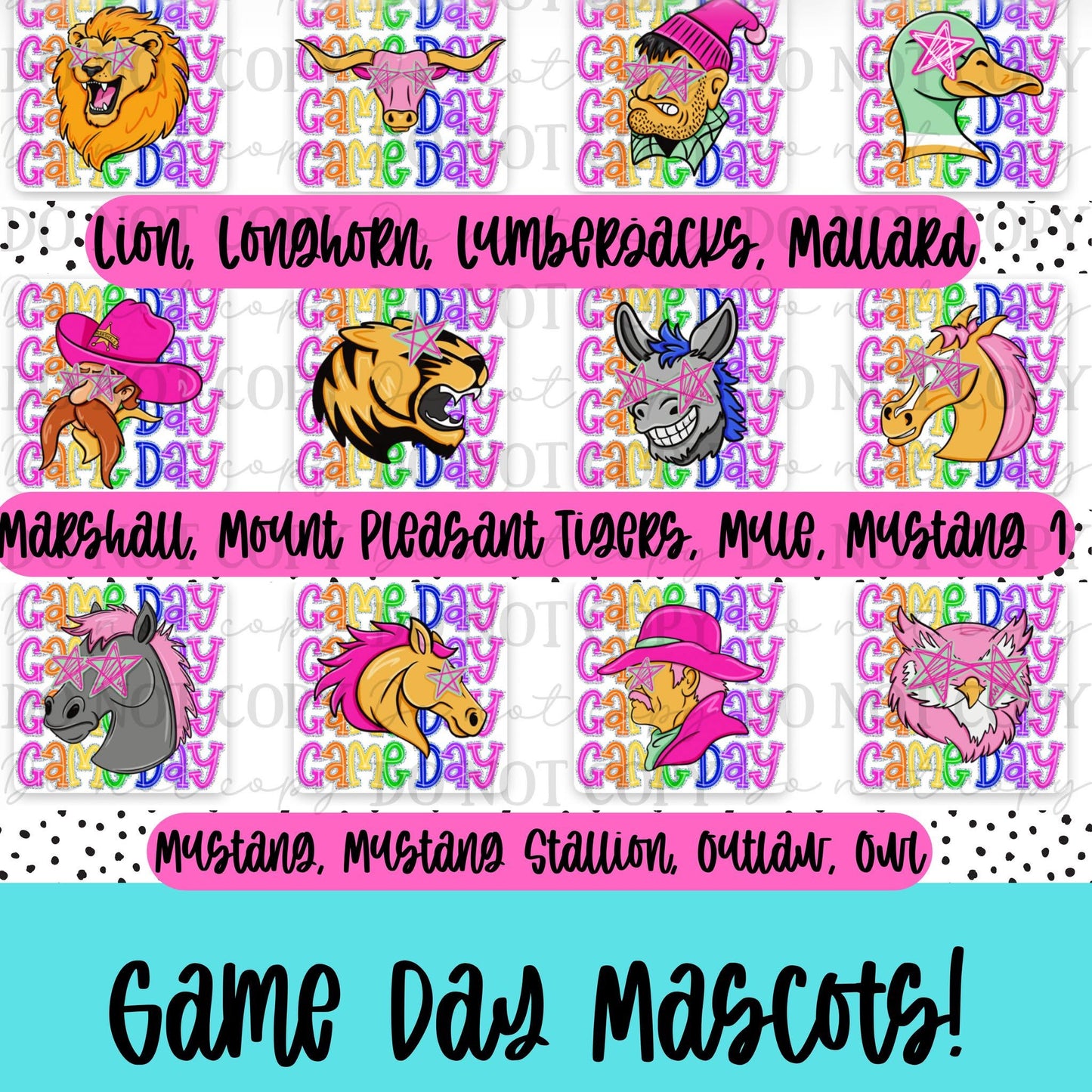 Colorful Game Day Mascots