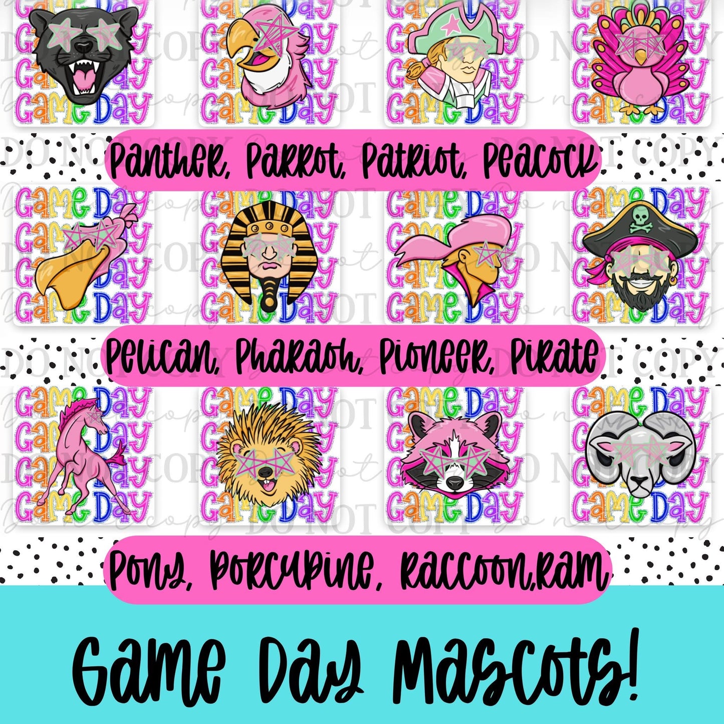 Colorful Game Day Mascots