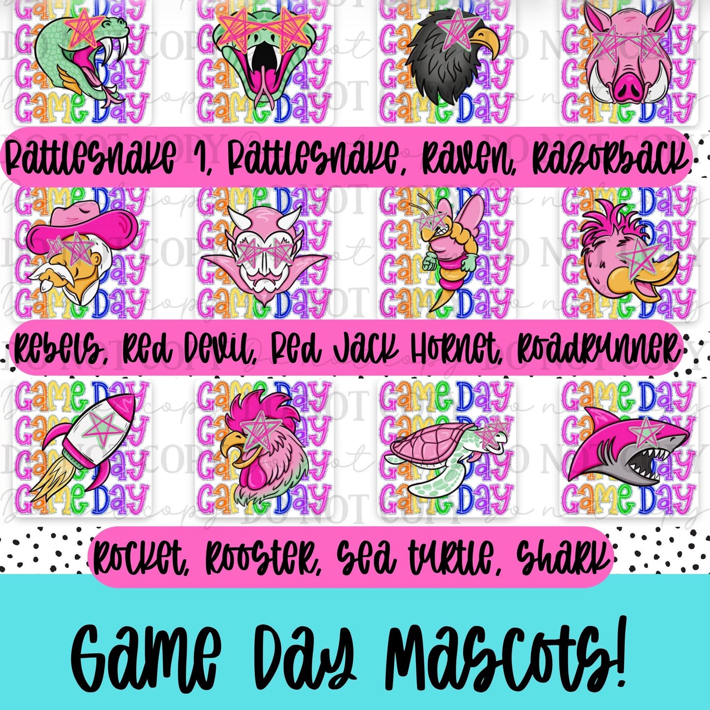 Colorful Game Day Mascots