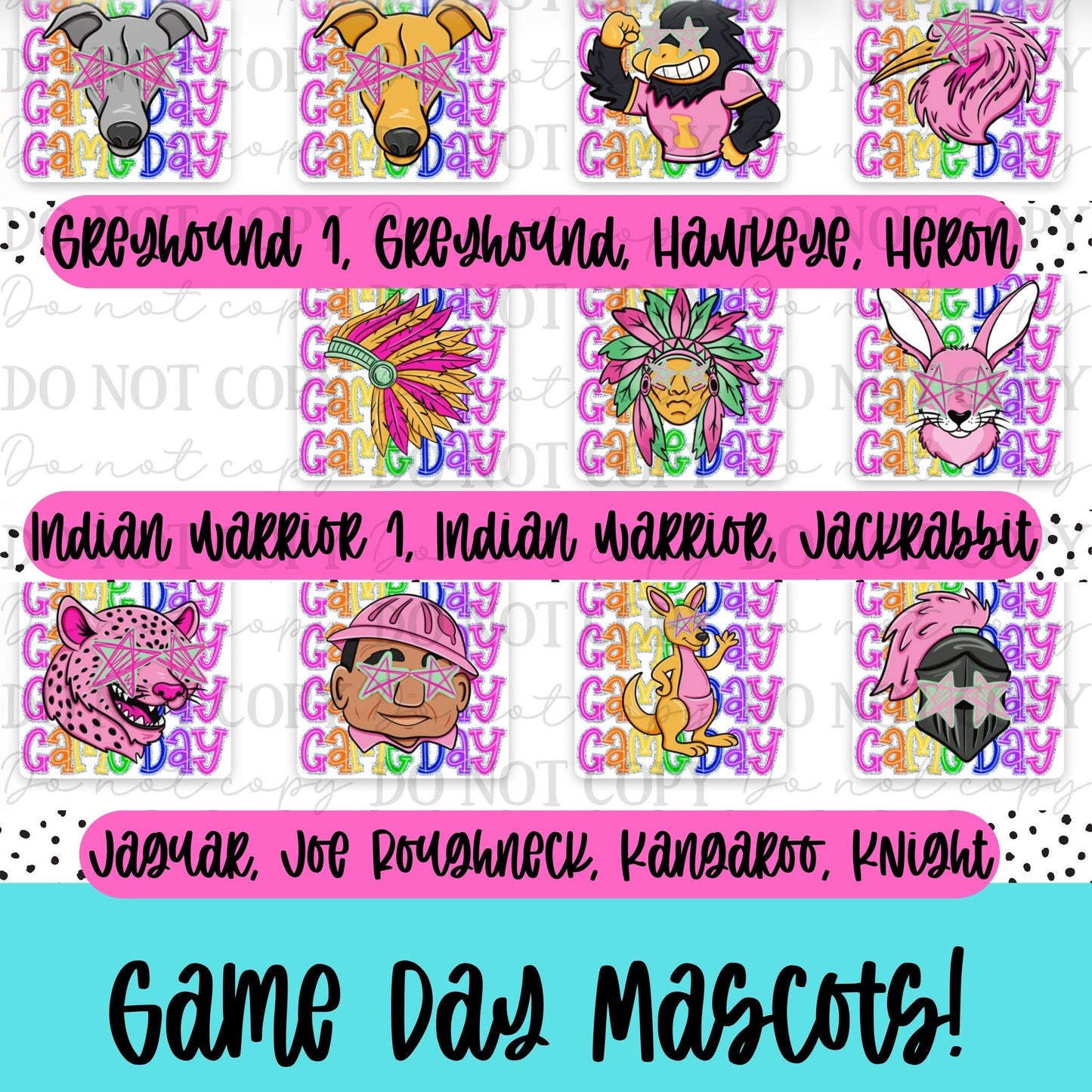 Colorful Game Day Mascots