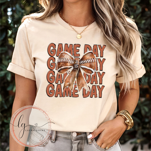 Football Game Day Bow T-Shirt (Adult, Youth & Toddler)
