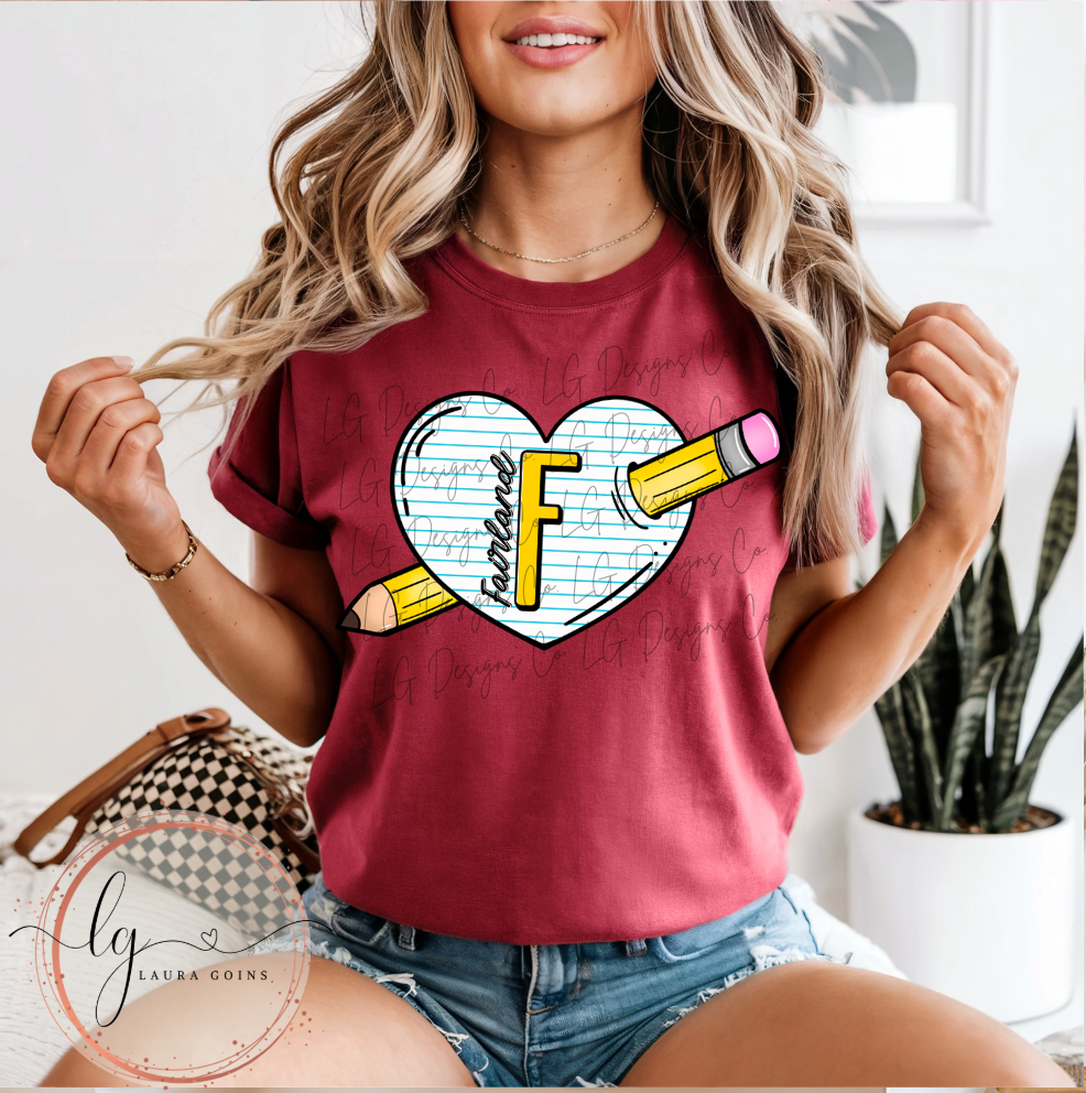 School Notebook Heart with Pencil
