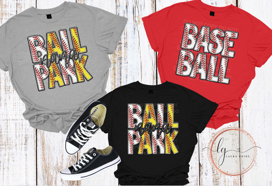 Faux Embroidery Baseball & Softball T-Shirt